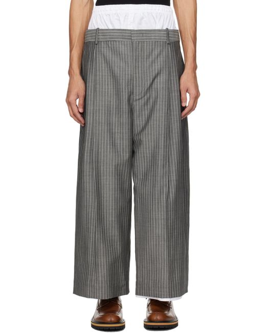 Hed Mayner Black Layered Trousers for men