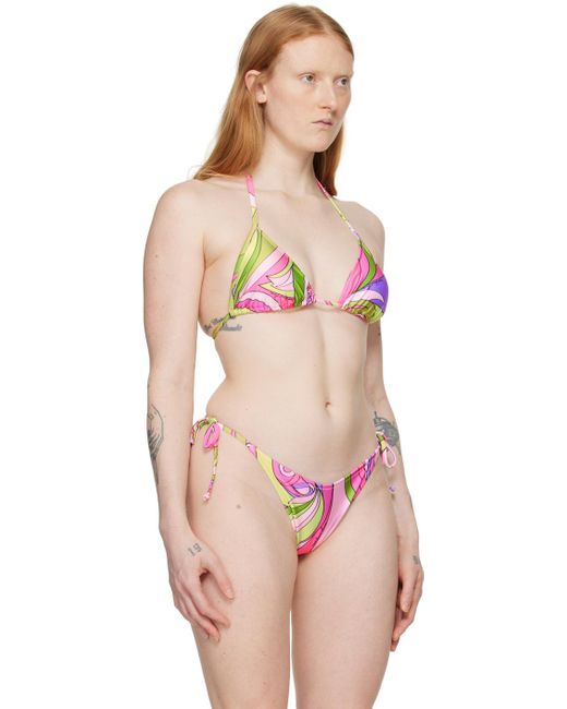 Haut de bikini e à motif graphique et logos imprimés Moschino en coloris Pink