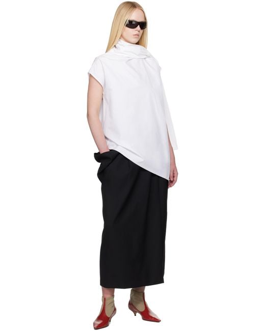 Carven White Scarf Blouse