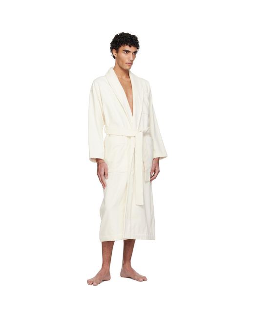Tekla Black Off Terry Classic Bathrobe for men