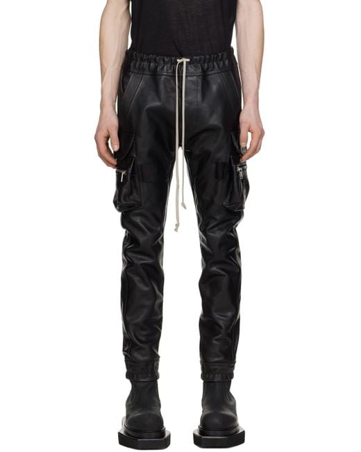 Rick Owens Black Mastodon Leather Pants for men
