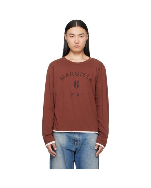MM6 by Maison Margiela Red Long-Sleeved Reversible T-Shirt for men