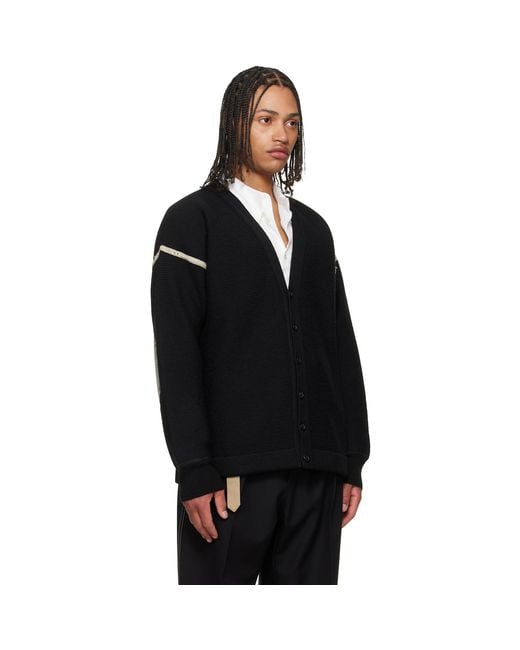 Maison Margiela Black Virgin Wool Elbow Patch Cardigan for men