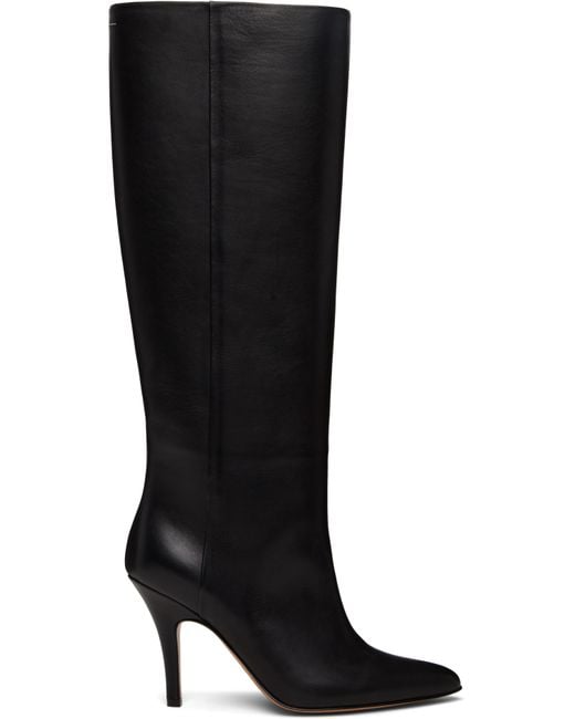 MM6 by Maison Martin Margiela Black Architype Knee High Tall Boots