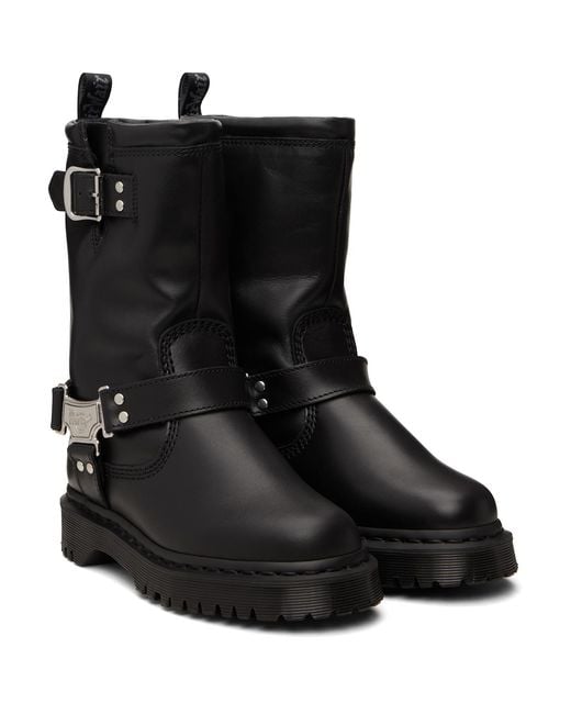 Dr. Martens Black Anistone Hi Leather Biker Boots