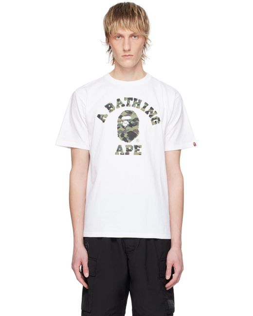 T-shirt blanc à logo de style collégial à motif 1st camo A Bathing Ape pour homme en coloris White