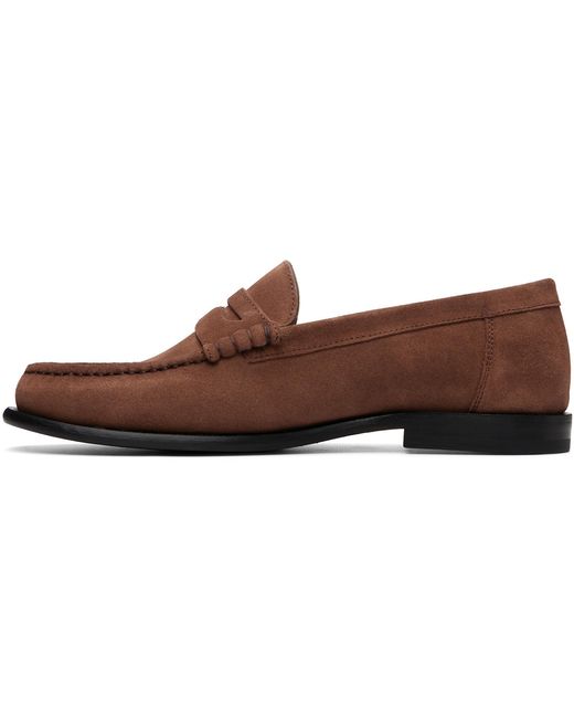 Boss Brown Penny-trim Suede Loafers for men
