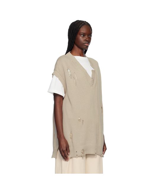Yohji Yamamoto Multicolor Taupe 7G2P Jersey V Neck Vest