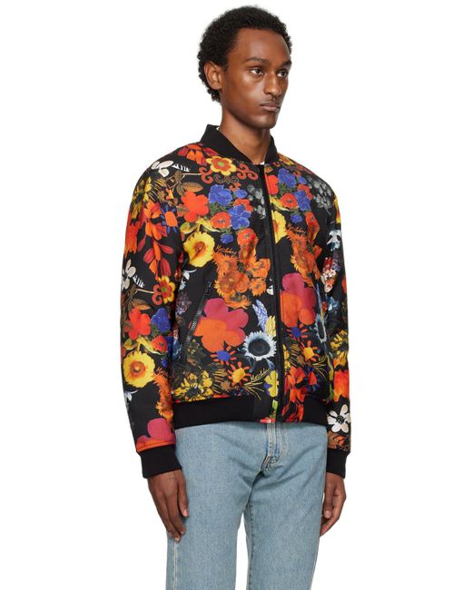 Moschino Multicolor Allover Flowers Bomber Jacket for men
