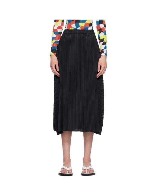 Pleats Please Issey Miyake Black Monthly Colors October Maxi Skirt