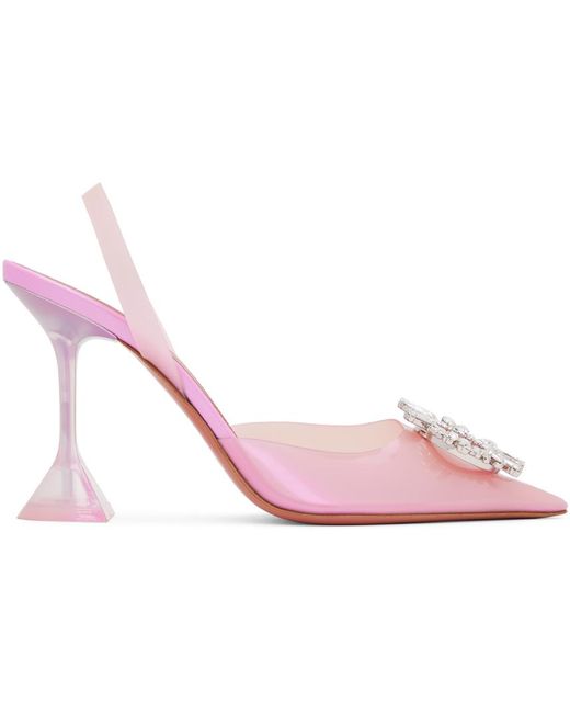 AMINA MUADDI Pink Begum Glass Sling Heels in Black Lyst UK