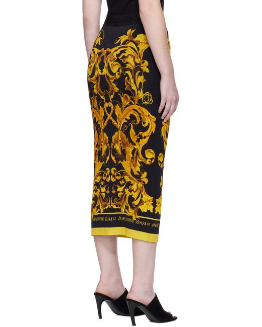 Versace Jeans Couture Yellow Porcelain Barocco Midi Skirt