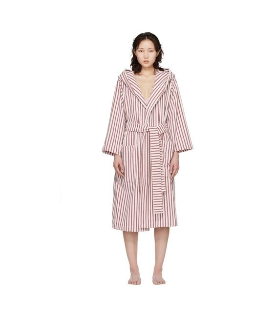 Tekla Pink Terry Hooded Bathrobe