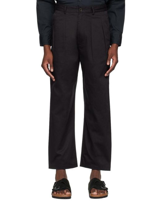 Universal Works Black Double Pleat Trousers for men