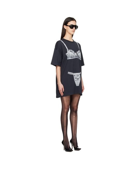 VAQUERA Black Trompe L'Oeil Tall Tee Minidress