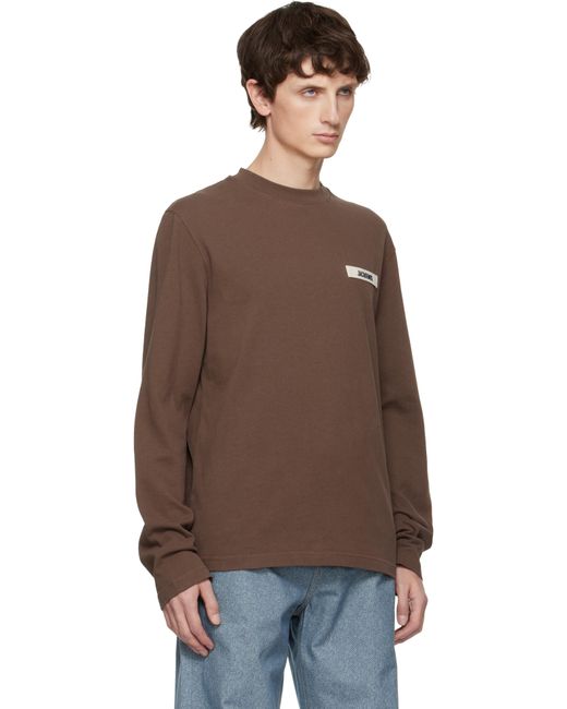 T-Shirt À Manches Longues Brun À Écusson En Gros-Grain Jacquemus pour homme en coloris Brown