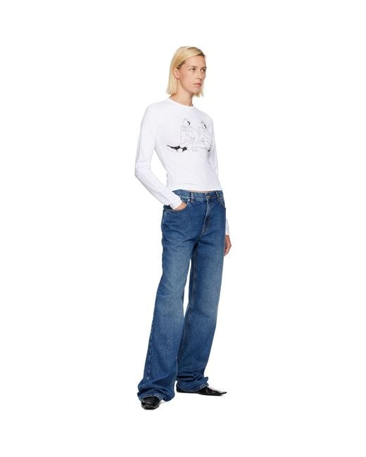 Jean Paul Gaultier White Stretch Cotton Jersey Long Sleeves Kamasutra T-Shirt
