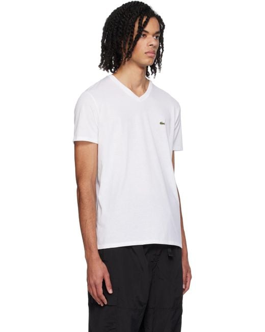 Lacoste White V-neck T-shirt for men