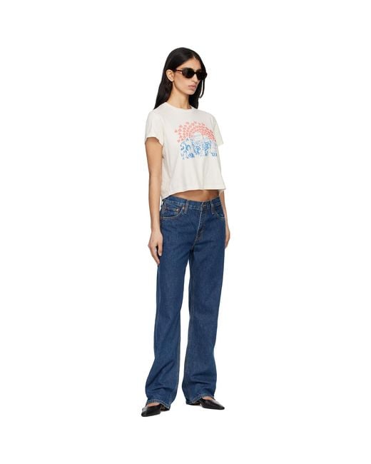 Re/done Blue Off- Hanes Edition 50S Boxy 'Sisters' T-Shirt
