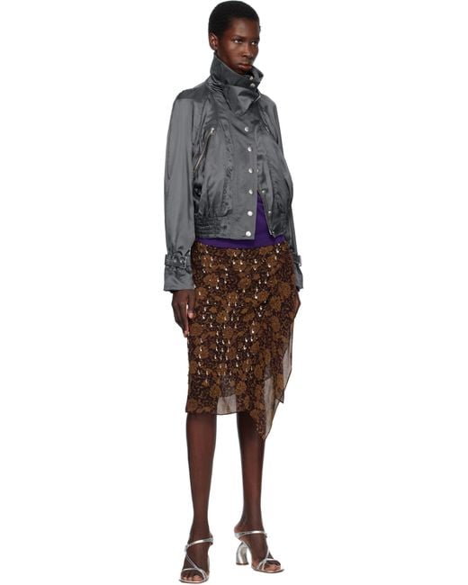 Dries Van Noten Black Satin Bomber Jacket