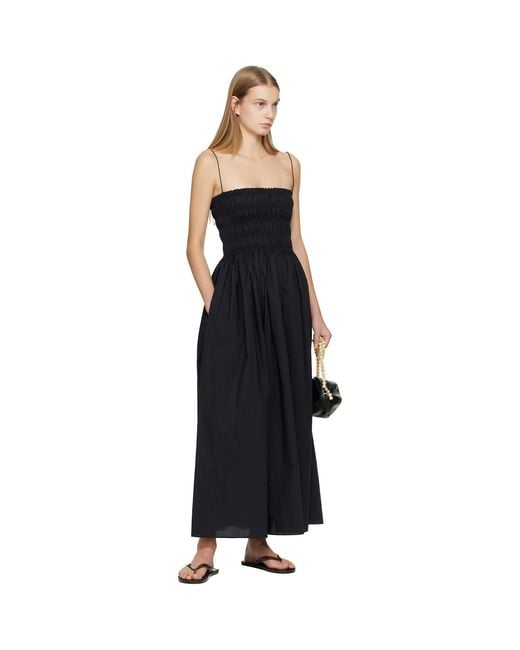 Matteau Black Shirred Bodice Midi Dress