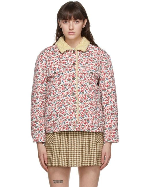 Gucci Pink White Liberty London Edition Denim Floral Jacket