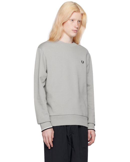 Fred Perry Gray F Perry Embroide Sweatshirt for men