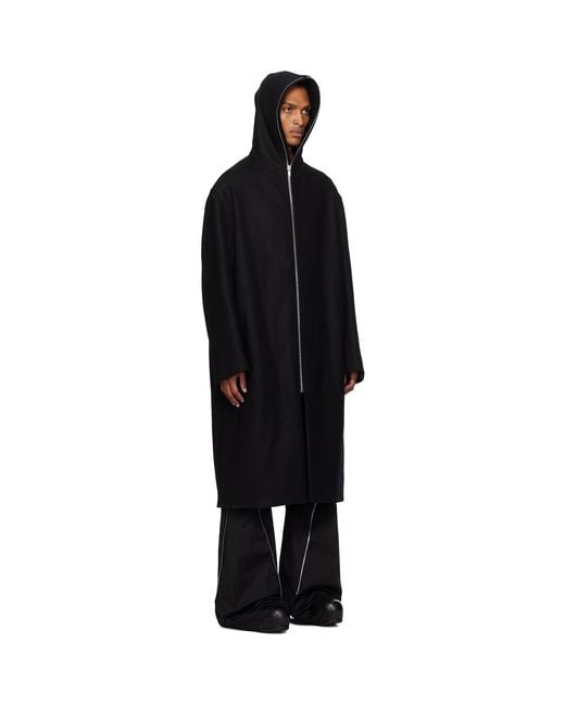 Rick Owens Black Concordians Mac Coat for men