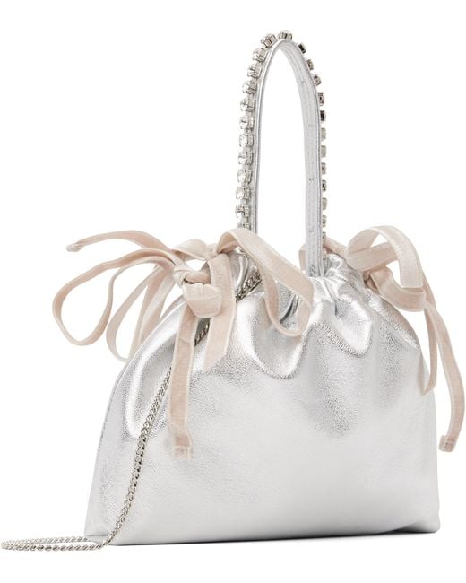 Jimmy Choo White Drawstring Mini Top Handle Bag