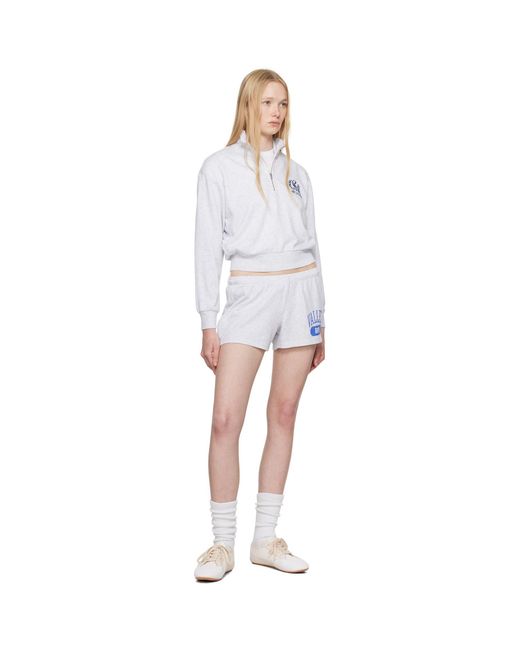 Skims White Lightweight Fleece Shrunken Quarter Zip Sweatshirt