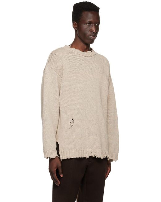 Maison Margiela Natural Beige Distressed Sweater for men