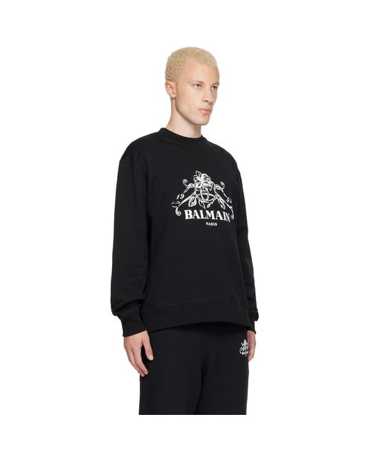 Balmain Black Printed Vine' Sweatshirt for men