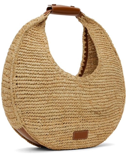 Staud Brown Large Raffia Moon Tote