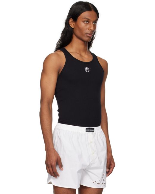 MARINE SERRE Black Moon Logo Ribbed Jersey Tank Top for men