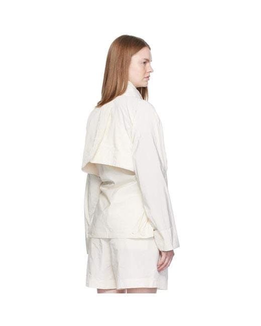 Issey Miyake White Off- Crumpled U Blouson Jacket