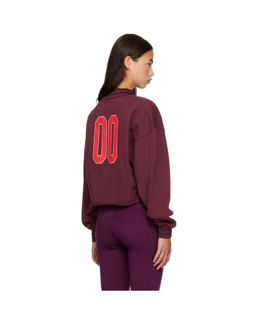 Off-White c/o Virgil Abloh Purple Burgundy 'Off' College Crop Polo Sweatshirt