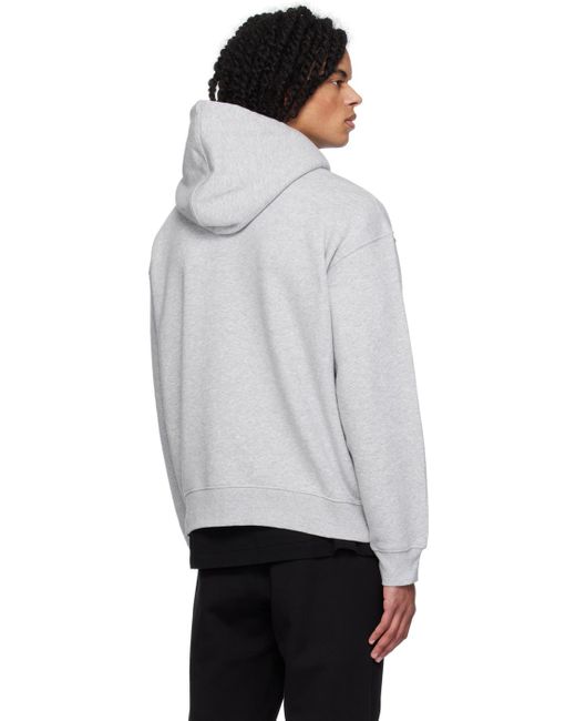 Lacoste White Gray Loose Fit Hoodie for men