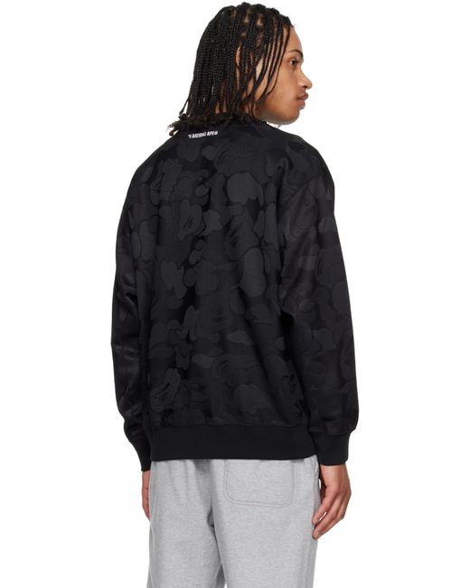 A Bathing Ape Black Solid Camo Jacquard One Point Sweatshirt for men