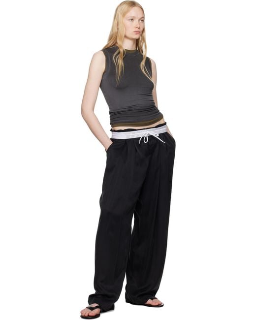 Alexander Wang Black Pre-Styled Turn-Down Waistband Trousers