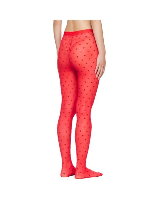 MARINE SERRE Red Plumetis Mesh Tights