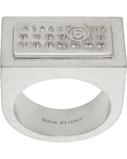 MM6 by Maison Margiela Metallic Numeric Rectangle Ring