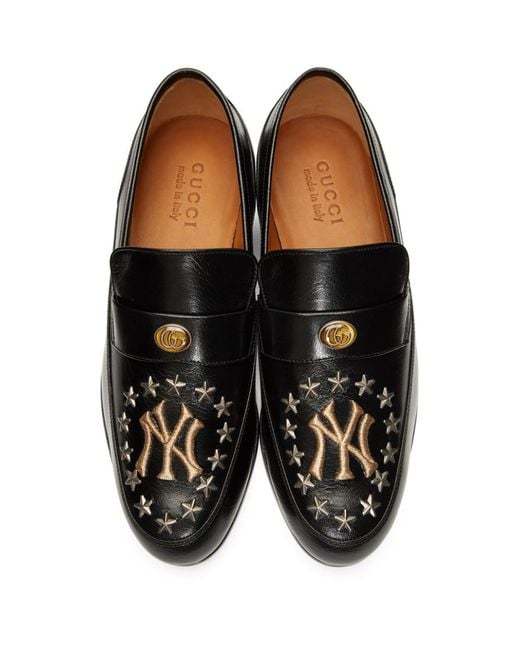 Gucci Black Ny Yankees Edition High Loomis Loafers for Men | Lyst