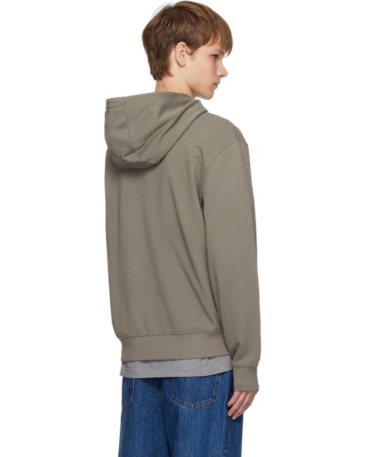 HUGO Multicolor Taupe Cotton-Terry Relaxed-Fit Hoodie for men