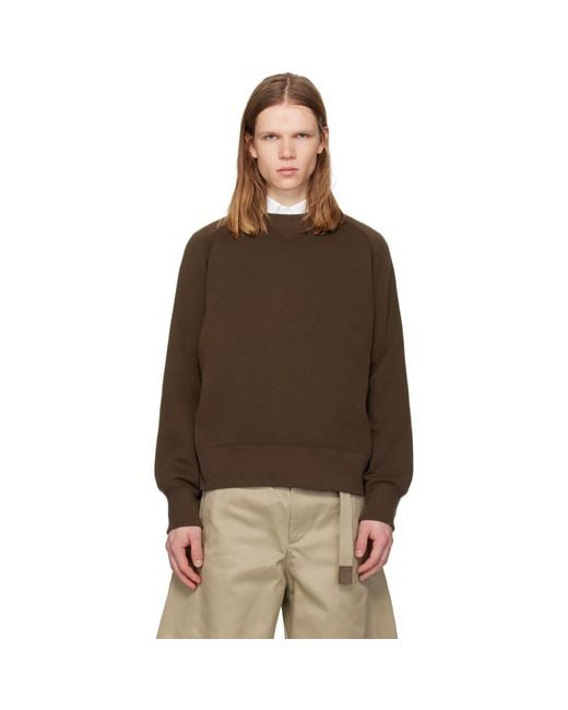 Sacai Brown Sponge Pullover Sweatshirt for men