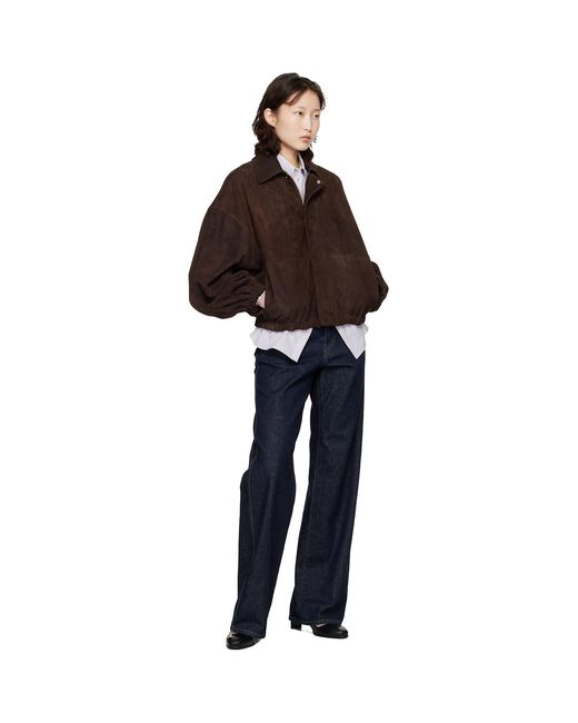 Cordera Brown Paneled Suede Bomber Jacket