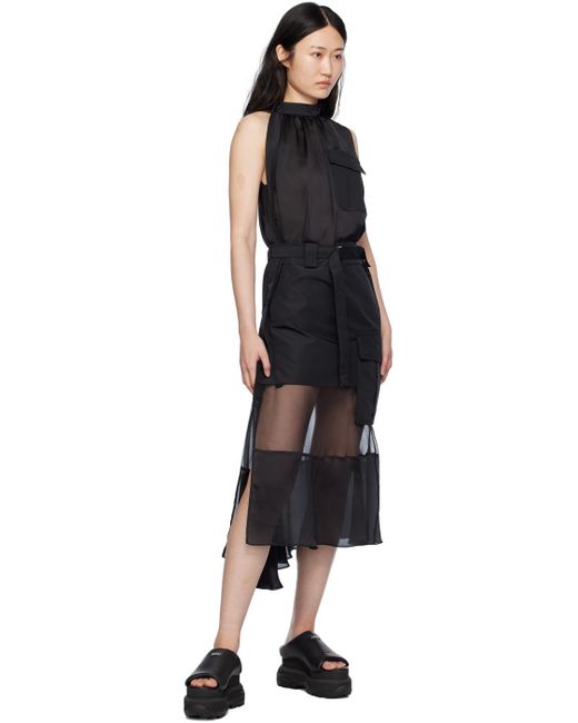 Sacai Black Combo Midi Dress