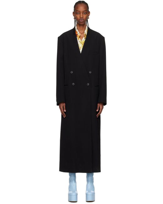 Dries Van Noten Black Collarless Coat for men