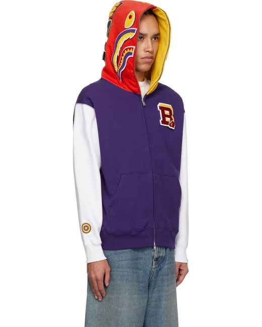 A Bathing Ape Purple Shark Full Zip Hoodie for men
