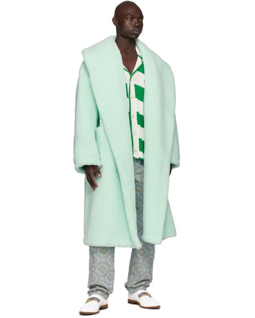 Casablancabrand Green Belt Faux-shearling Coat for men