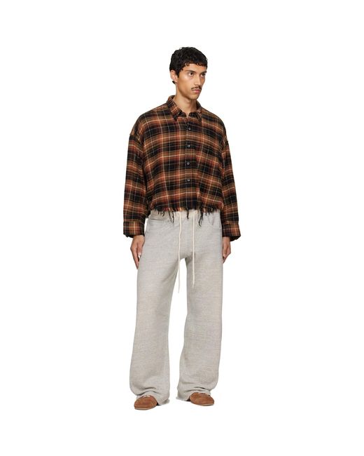 R13 Brown Drop Neck Cropped Shirt for men